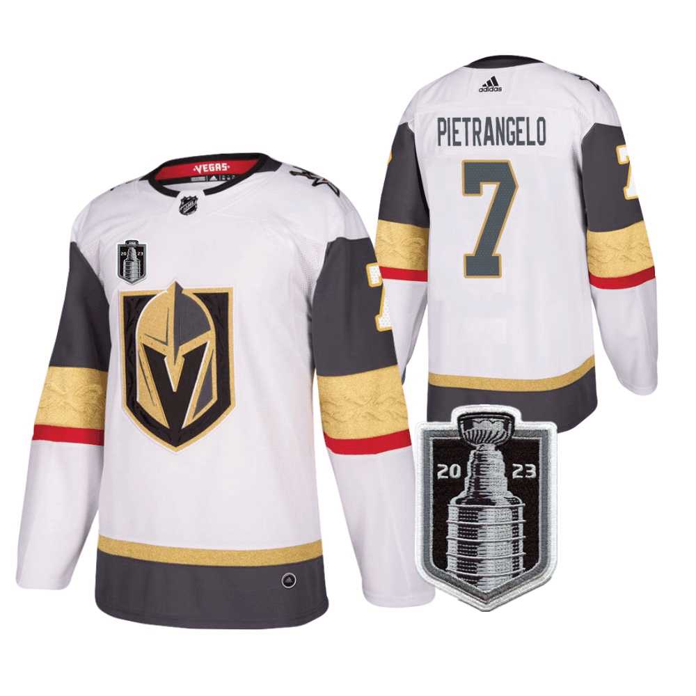 Mens Vegas Golden Knights #7 Alex Pietrangelo White 2023 Stanley Cup Final Stitched Jersey Dzhi->vegas golden knights->NHL Jersey